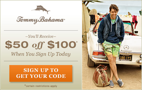 Tommy Bahama Save 50 off 100 Purchase Coupon Code October 2014