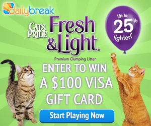 Win a $100 Visa Card or a bag of Cat's Pride Cat Litter